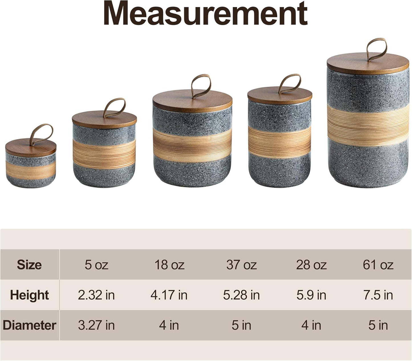 Small Ceramic Jar with Lid, Coffee Container, Coffee Canisters with Airtight Lids Kitchen Food Storage Jars for Spice Sugar Tea Bag, Mini Decorative Jars for Countertop, Grey & 5oz
