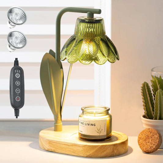 Flower Candle Warmer Lamp with Timer,Dimmable Candle Lamp Warmer,Adjustable Height Candle Warmer for All Jar Candles,Bedroom Living Room Home Decor Aesthetic Christmas Birthday Gifts (Lotus flower)