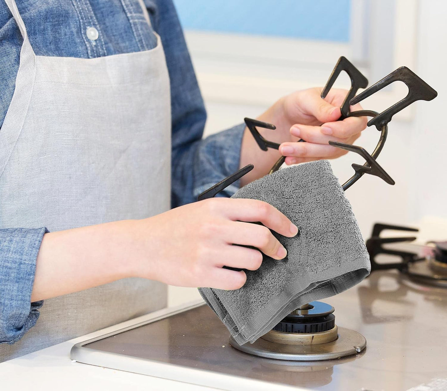 Utopia Towels Kitchen Bar Mops, Pack of 12, 16 by 19 Inches, 100% Cotton Super Absorbent Grey Towels, Multi-Purpose Cleaning Towels for Home and Kitchen Bars