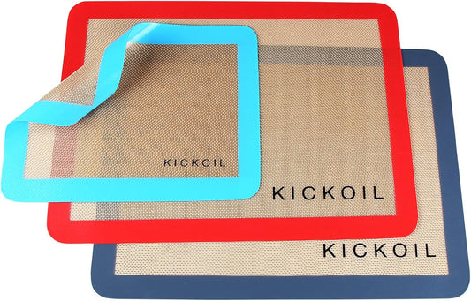 Silicone Baking Mat Large Baking Mat Set of 3-2 Half Sheets 16.5" x 11.6" +1 Quarter Sheet,Reusable Non-Stick Food Safe Bakeware Liners for Cookies, Macarons, Bread/Pastry Keep Oven Pans Clean