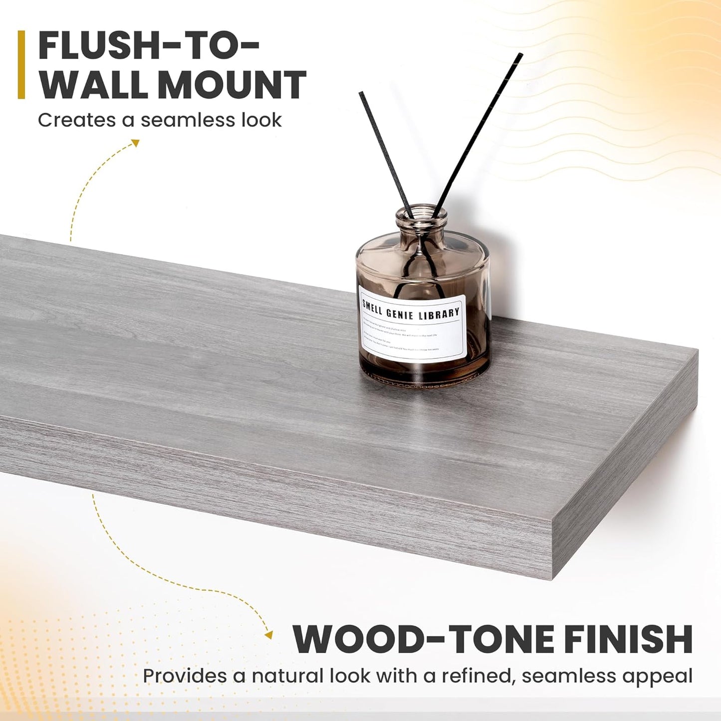 55 Inch Floating Shelves, 9.3" Deep Floating Shelf Wall Mounted, 56" Wall Shelves, Rustic Deep Bookshelf, Large Display Shelves & Storage Shelves for Bedroom, Living Room, Gray, Set of 1