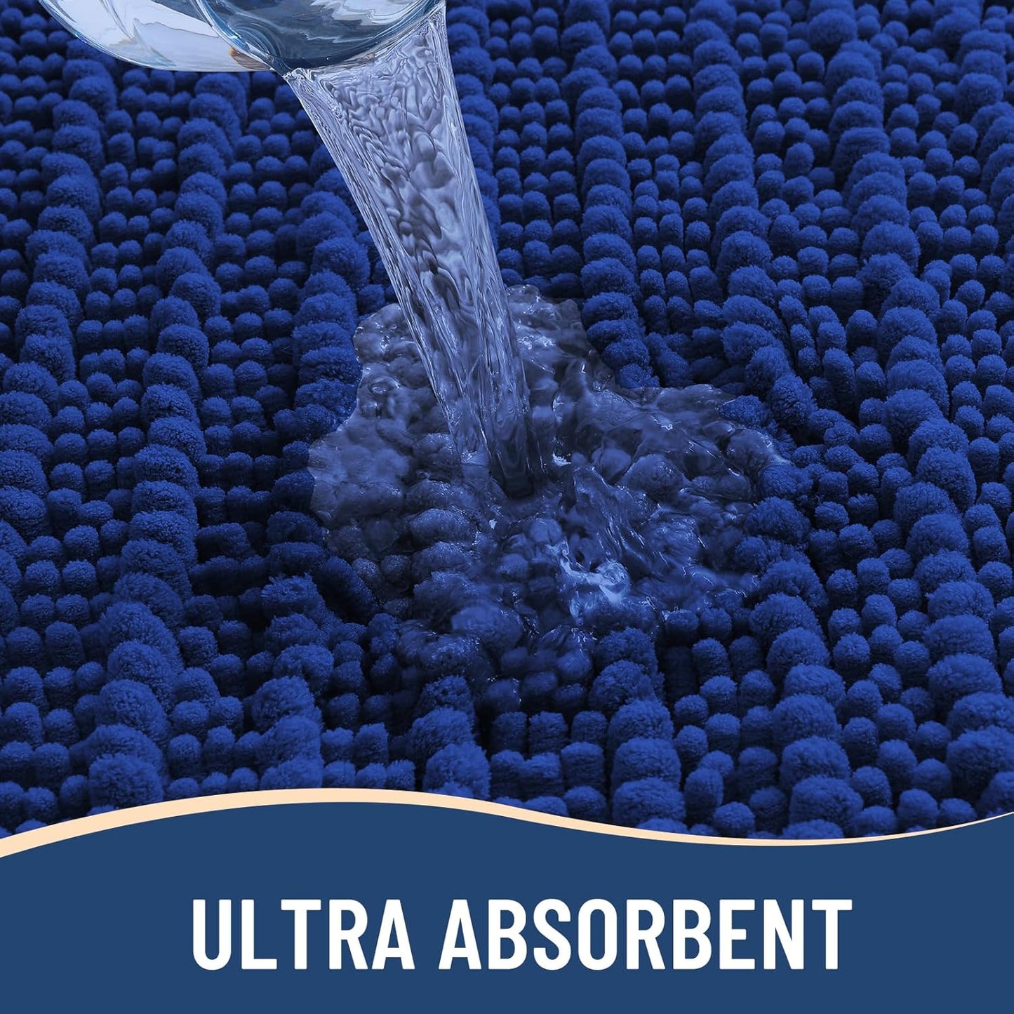 Arotive Luxury Chenille Bathroom Rug Mat, Extra Soft Thick Absorbent Shaggy Bath Rugs, Non-Slip Machine Wash Dry, Plush Bath Mats for Bathroom, Shower and Tub, 24x16, Royal Blue