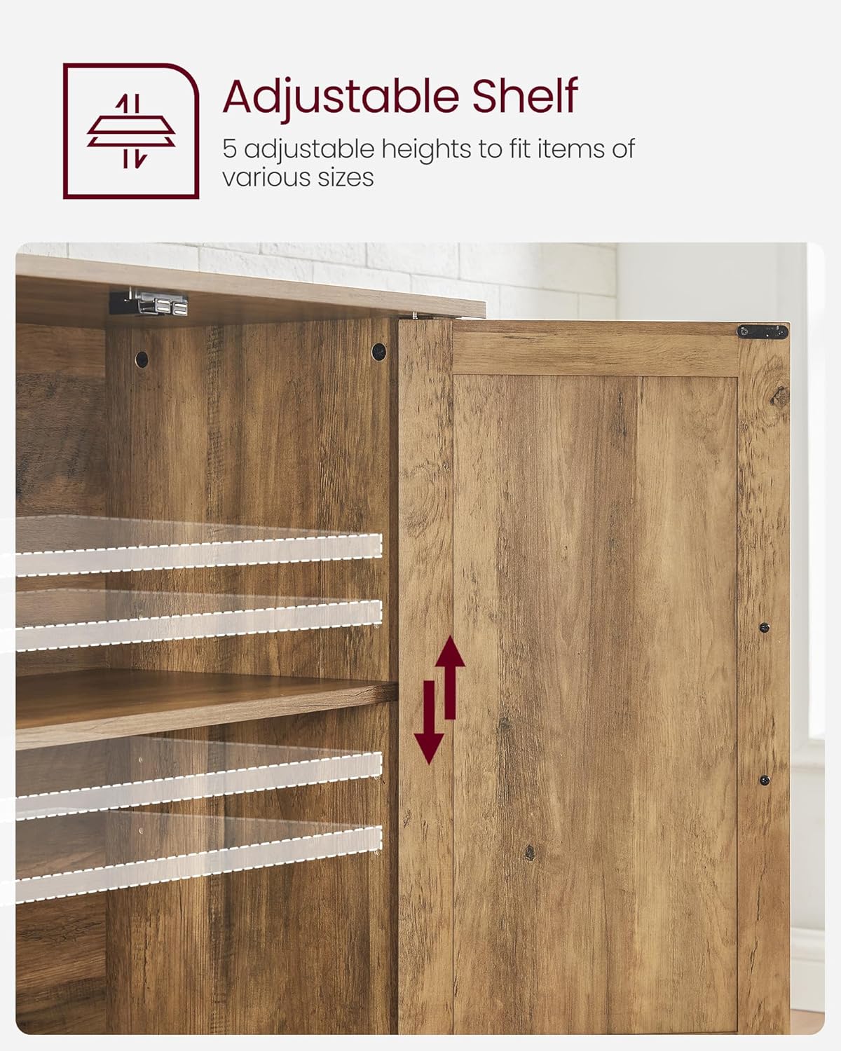 VASAGLE LIRY Collection - Storage Cabinet, Buffet Cabinet, Sideboard, Credenza, with Adjustable Shelves, for Living Room, Entryway, Honey Brown ULSC381T41