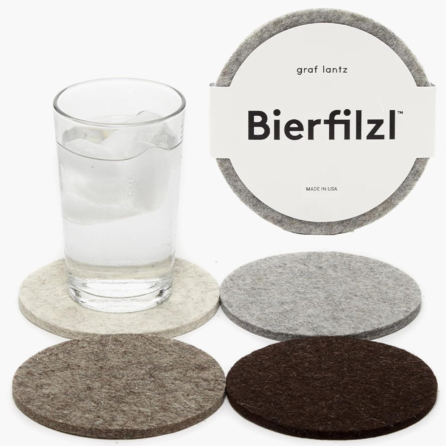 Graf Lantz - Bierfilzl Merino Wool Round Coasters Set of 4 - Earth (4" Circles) - Absorbs 30% of Weight - German Wool - Heat Resistant, Sustainable, & Reusable - Home Decor & Coffee Table Decor