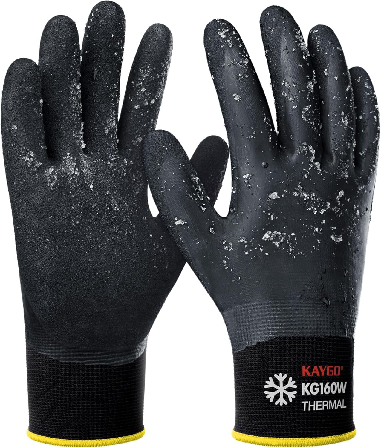 KAYGO Winter Waterproof Work Gloves for Men and Women, Thermal Insulated Freezer Rubber Coated Gloves,Super Grip,XL, KG160