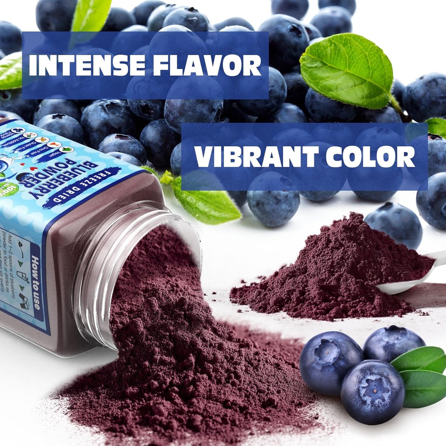 Freeze Dried Blueberry Powder - Kiigfood 6 oz/170g Natural Blueberry Powder Fruit Powder, Organic Blueberry Extract for Smoothie, Drinks, Baking, Cakes Decoration - Vegan, Non-GMO, Gluten-Free