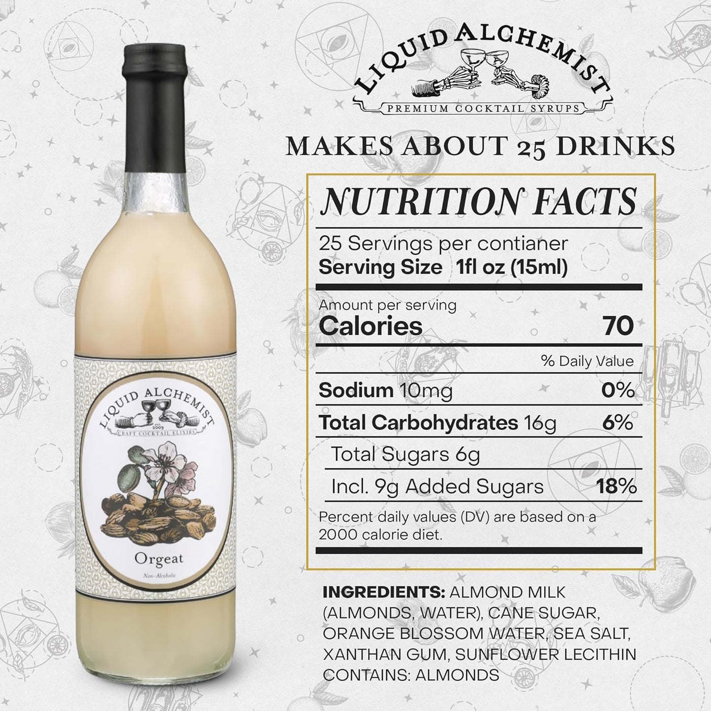Liquid Alchemist Orgeat Syrup for Cocktails - Real Ingredients Make Our Almond Syrup the Perfect Mai Tai Mix - Non-GMO, Gluten Free & Vegan (25 oz)