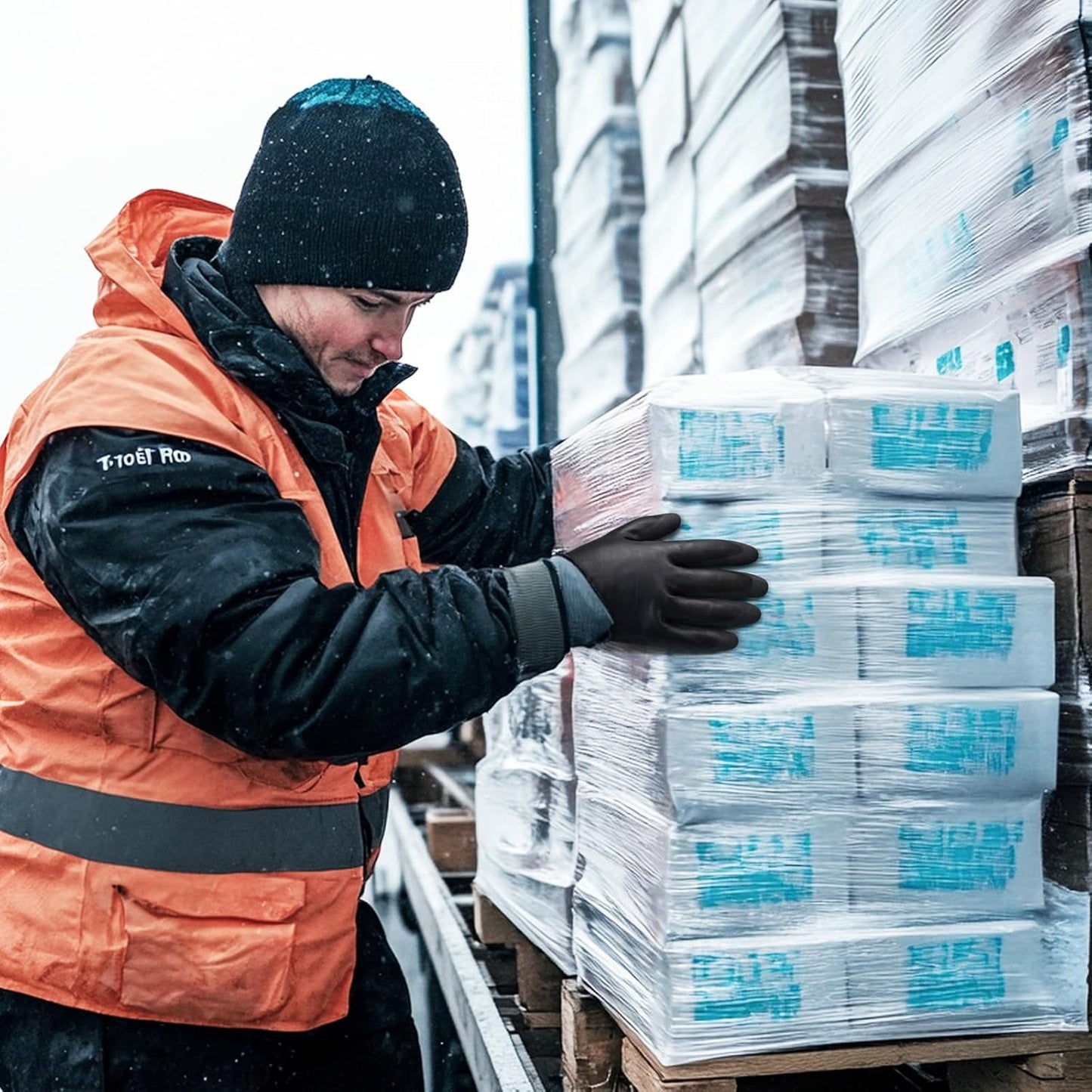 KAYGO Winter Waterproof Work Gloves for Men and Women, Thermal Insulated Freezer Rubber Coated Gloves,Super Grip,L, KG160