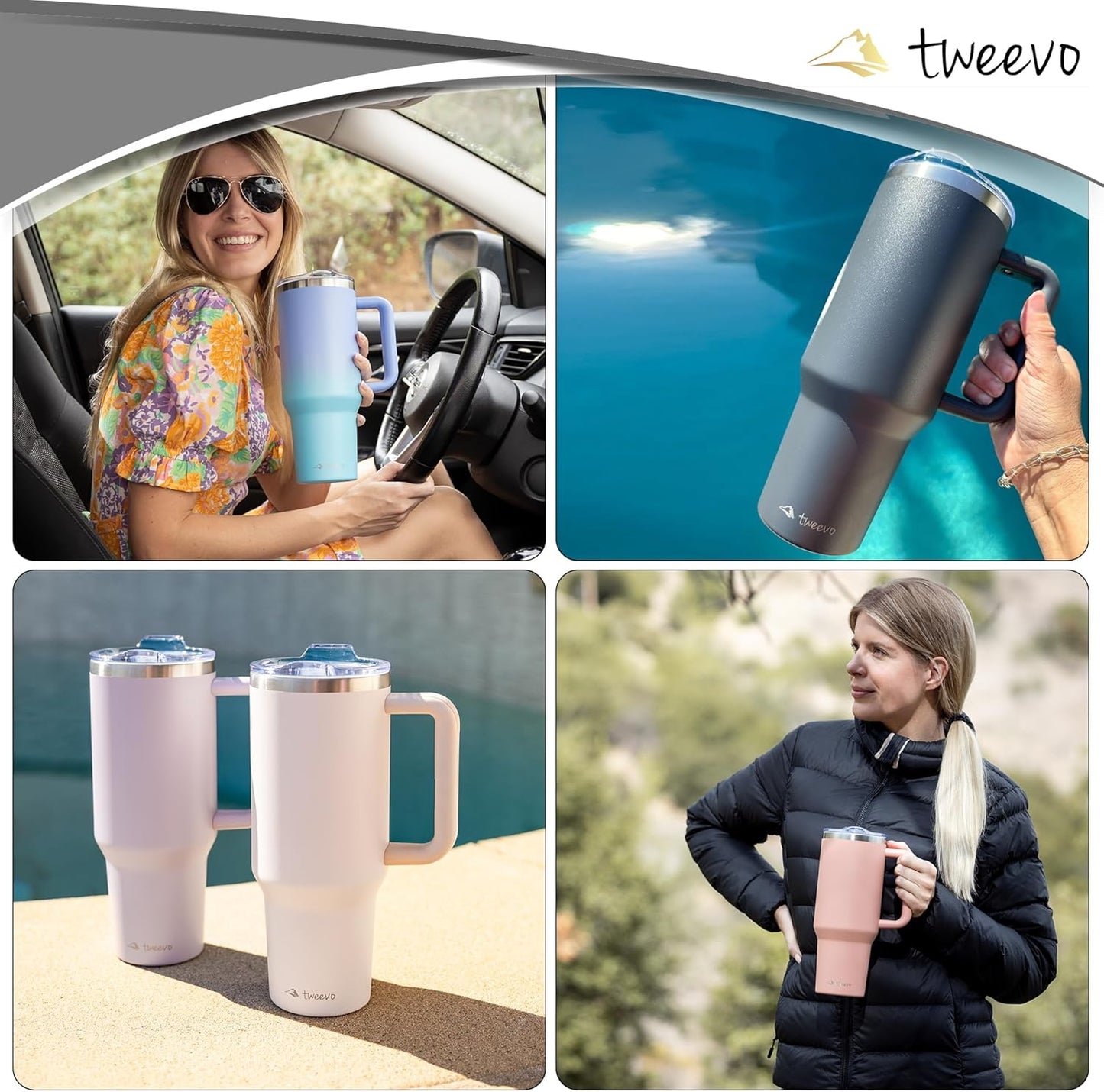 40 oz Tumbler With Handle and Straw Made of Stainless Steel - Double Wall Vacuum Insulated Tumbler With Lid - Sweat Proof Easy Grip, BPA-Free, Dishwasher Safe Tumbler (Amethyst)