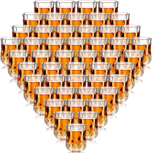 Meanplan 1.7oz Mini Shot Glasses Set Tasting Glasses Heavy Base Clear Shot cup Cute Cordial Mini Wine cups for Serving Whiskey, Wine, Juice(48 Pcs)