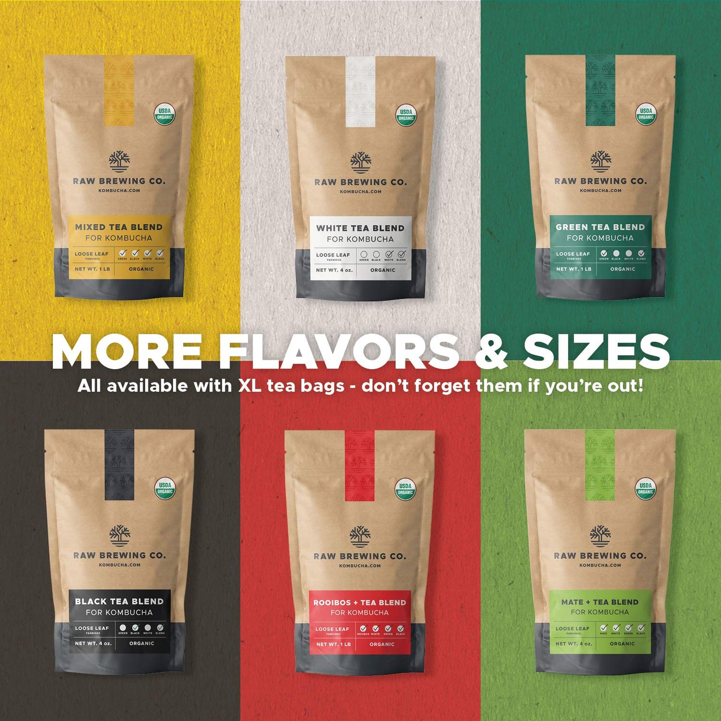 Kombucha.com Certified Organic Loose Leaf Tea - Kombucha Brewing Blends (Black Tea Blend, 1 Pound + 100 XL FILTER BAGS)