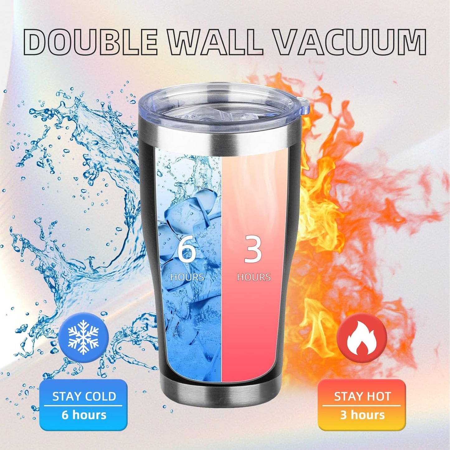 MEZMUT 4 Pack 20oz Insulated Coffee Tumbler with Lid and Straw Double Wall Vacuum Insulated Cup Stainless Steel Travel Mugs Leakproof Powder Coated Tumbler for Indoor Outdoor(Black)