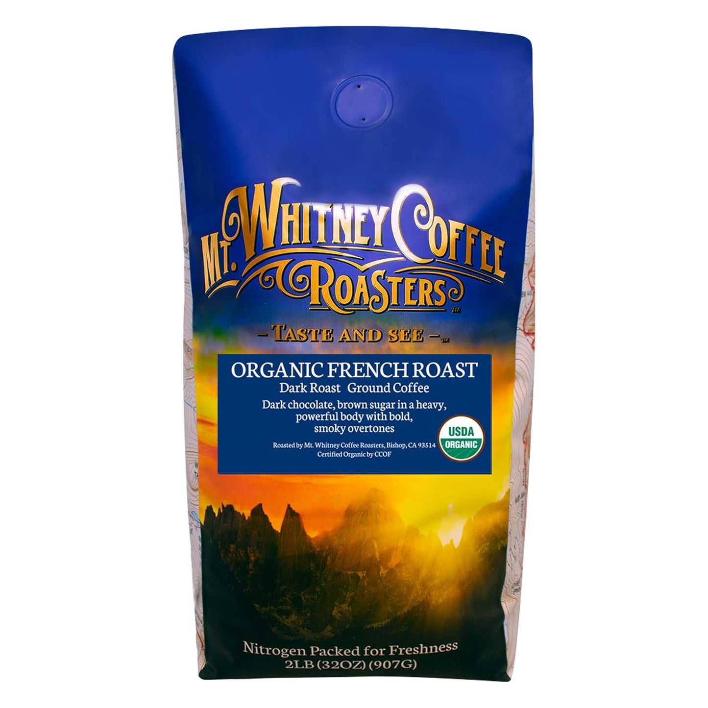 Mt. Whitney Organic French Roast, Dark Roast, Low Acid Coffee (Ground, 2 Lb)