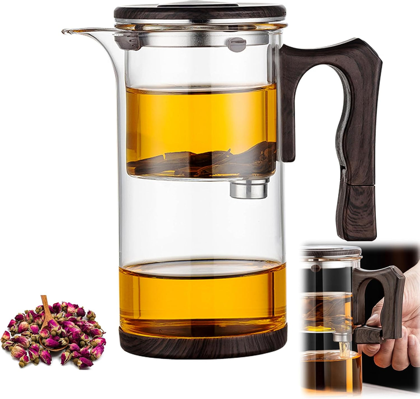 Enchanti Tea Pot - 750ml/25.4oz Magic Witchcraft Enchanted Glass Teapot with Strainer Loose Leaf Tea Innovative Water Separation Magnetic Teapot,Borosilicate Glass Tea Infuser Elegant Gift Packaging