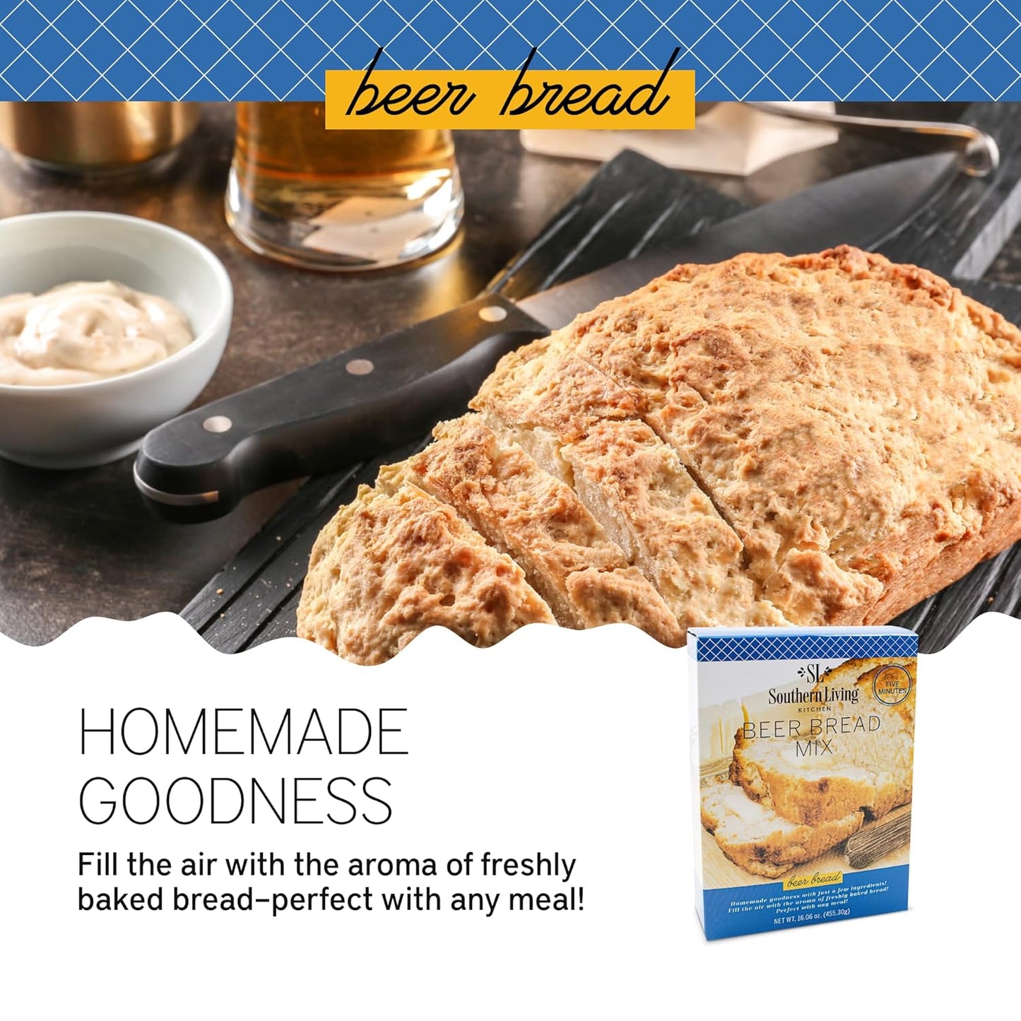 Southern Living Gourmet Beer Bread Mix, Easy-to-Bake Delight, Perfect for Potlucks & Parties, Dessert Bread, 1 Mix