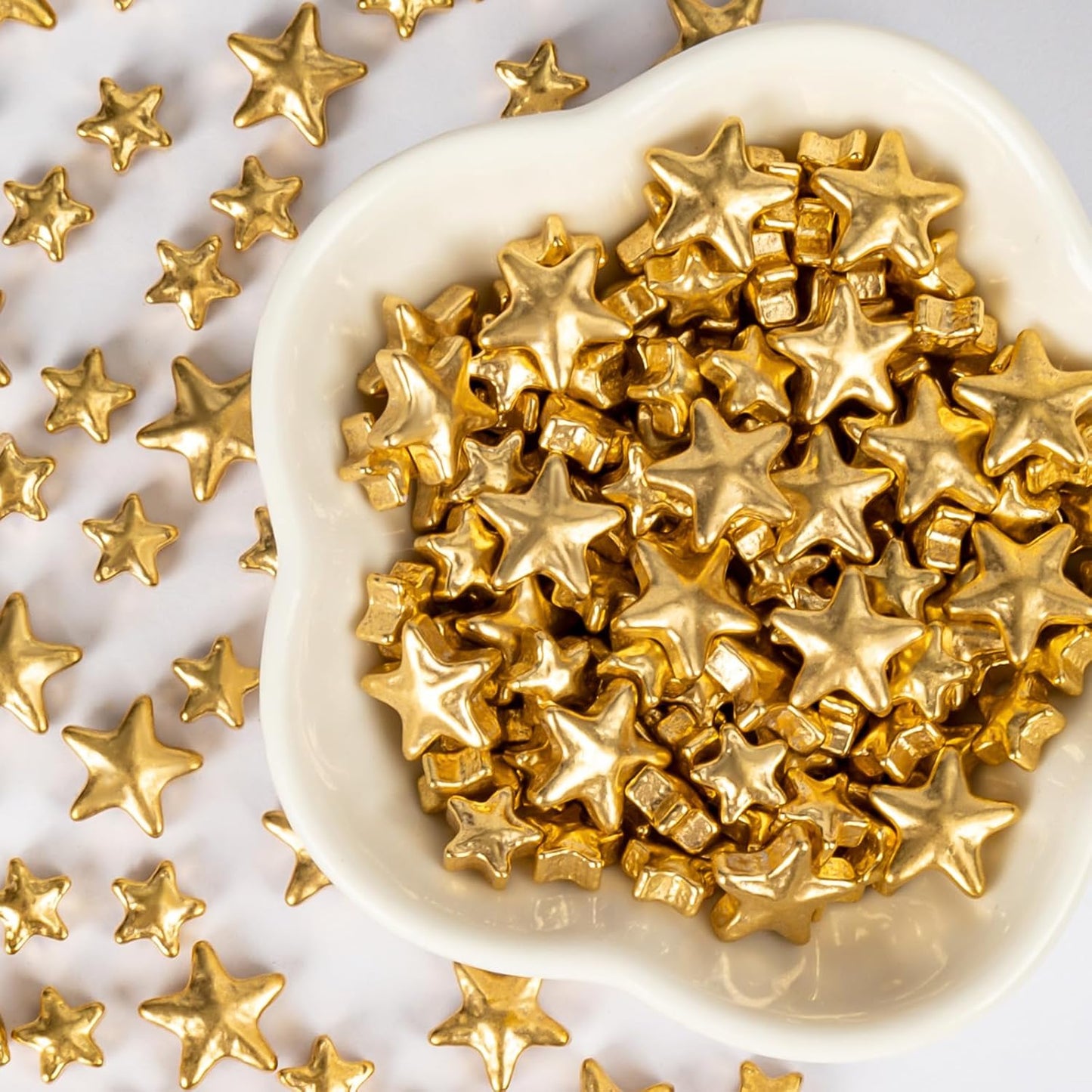 Twisweet Gold Sprinkles, Edible Gold Stars for Cake Decorating, Sugar Sprinkles for Baking, Mix Size Gold Candy, Cake Topper Ice Cream Cupcake Cookie Toppings Dessert Decorations, Christmas Wedding Birthday Party Supplies (130g/4.58oz)