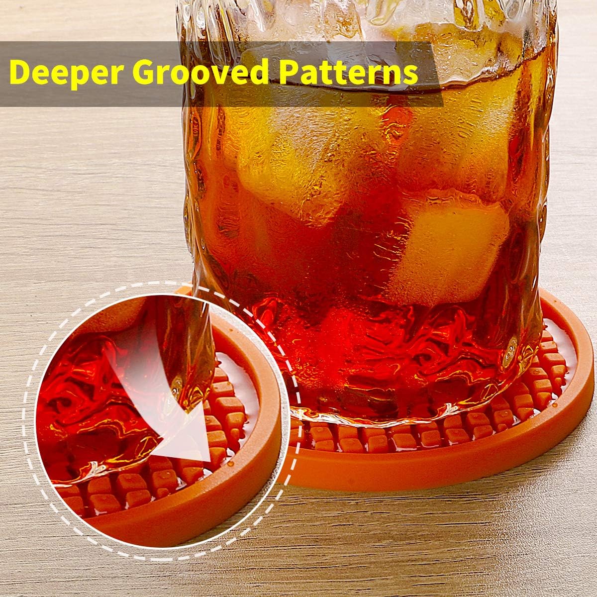 ME.FAN Silicone Coasters [6 Pack] Thickened Drink Coasters with Holder - Cup Mat - Non-Slip, Non-stick, Stay Put, Deep Tray - Prevents Furniture and Tabletop Damages(Teal Blue)