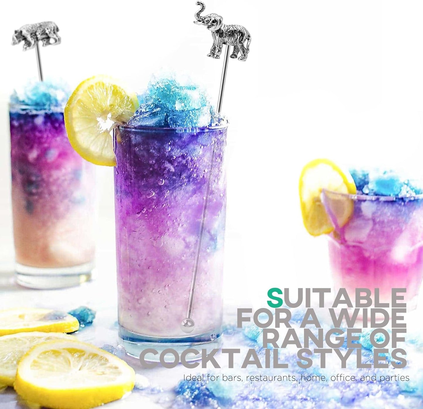 Homestia Stainless Steel Coffee Stirrers Sticks, 7.5" Zinc Alloy Head Cocktail Drink Stirrers Swizzle Sticks Picks Tools, 6PCS Reusable Beverage Stir Sticks for Chocolate Milk Juices (Animal Design)