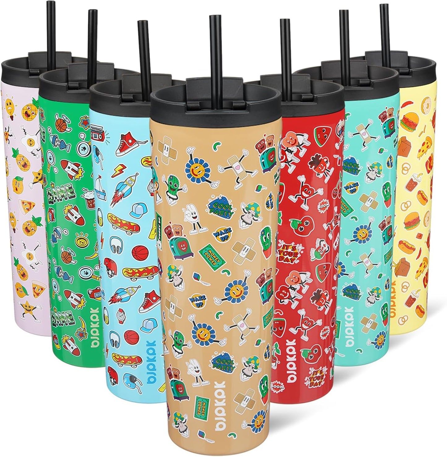 BJPKPK 30oz Tumbler With lid And Straw Stainless Steel Travel Coffee Mug Insulated Tumblers Cups,Spring Party Brown