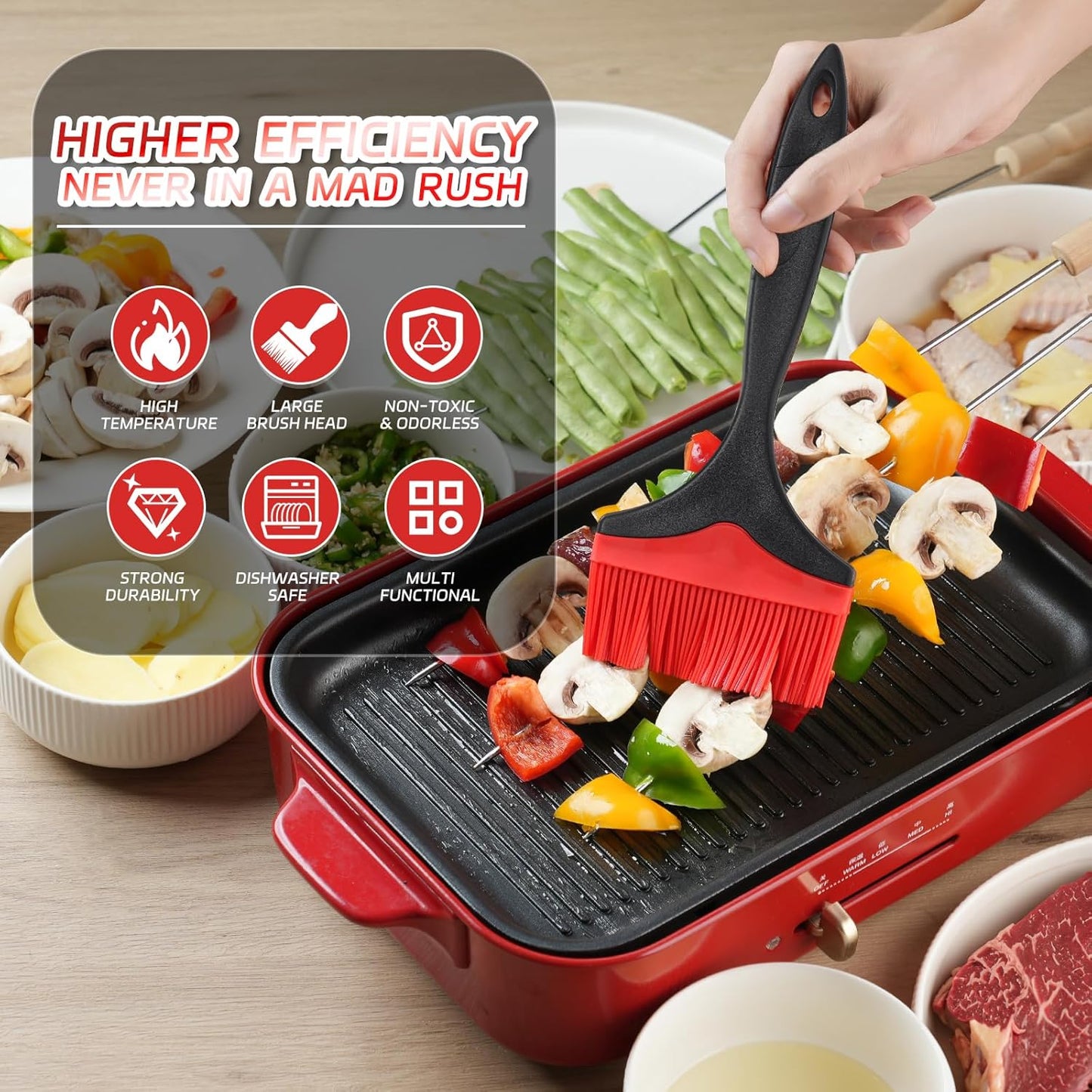 Large Silicone Basting Pastry Brush - 3.95inch Extra Wide Silicone Basting Brush for Grilling,Heat Resistant Brushes Spread Oil Butter Sauce for Cooking Baking BBQ,Dishwasher Safe,Set of 2