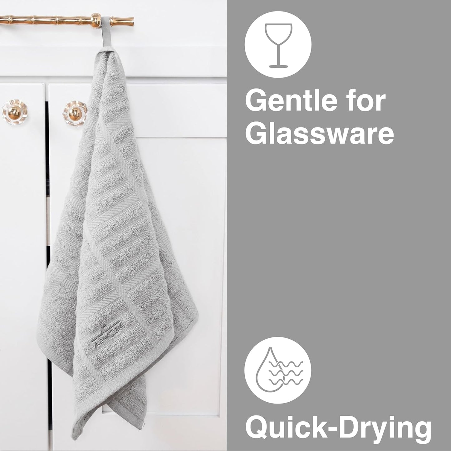 All-Clad Solid Kitchen Towel: Highly Absorbent, Super Soft Long Lasting - 100% Cotton, 17"x30" Tea Towel for Cleaning & Drying Dishes, Pans, Glassware, or Countertops, (1-Pack), Titanium Gray