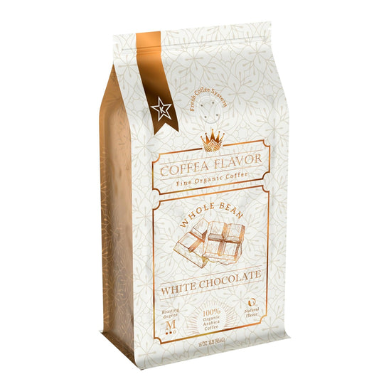 White Chocolate Flavored Whole Bean Coffee – 100% Arabica, Organic, No Artificial Sweeteners, Naturally Flavored, Medium Roast, Single Origin – by Coffea Flavor