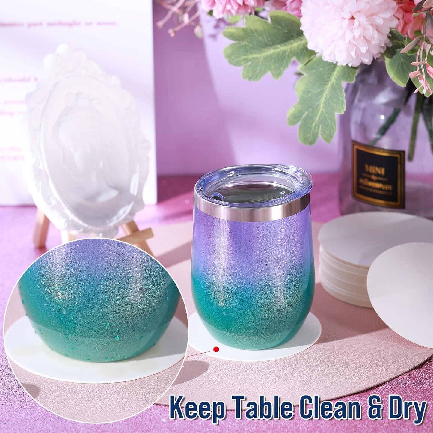 TaoBary 400 Pcs Disposable Paper Coasters Bulk 1MM, 4 Inch Round Cardboard Coasters Blank for Bar Drinks DIY Crafts Arts Wedding (White)