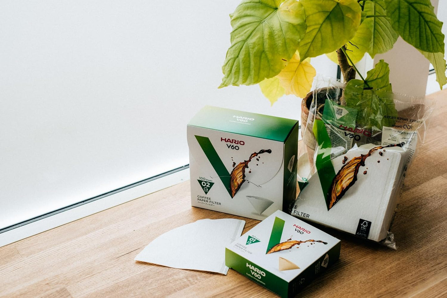 Hario V60 Paper Coffee Filter, Size 02, Natural, 40ct Box