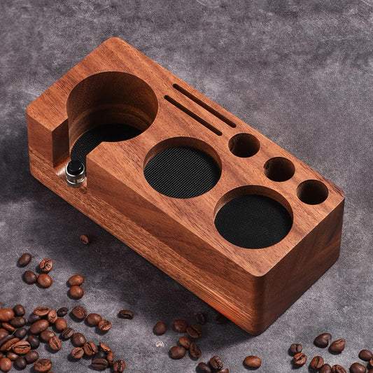 Espresso Tamping Station(51/54MM) Walnut Wood, Espresso Coffee Anti-pressure Pad Stand, Espresso Station,Coffee Tamper Station Organizer for Countertop