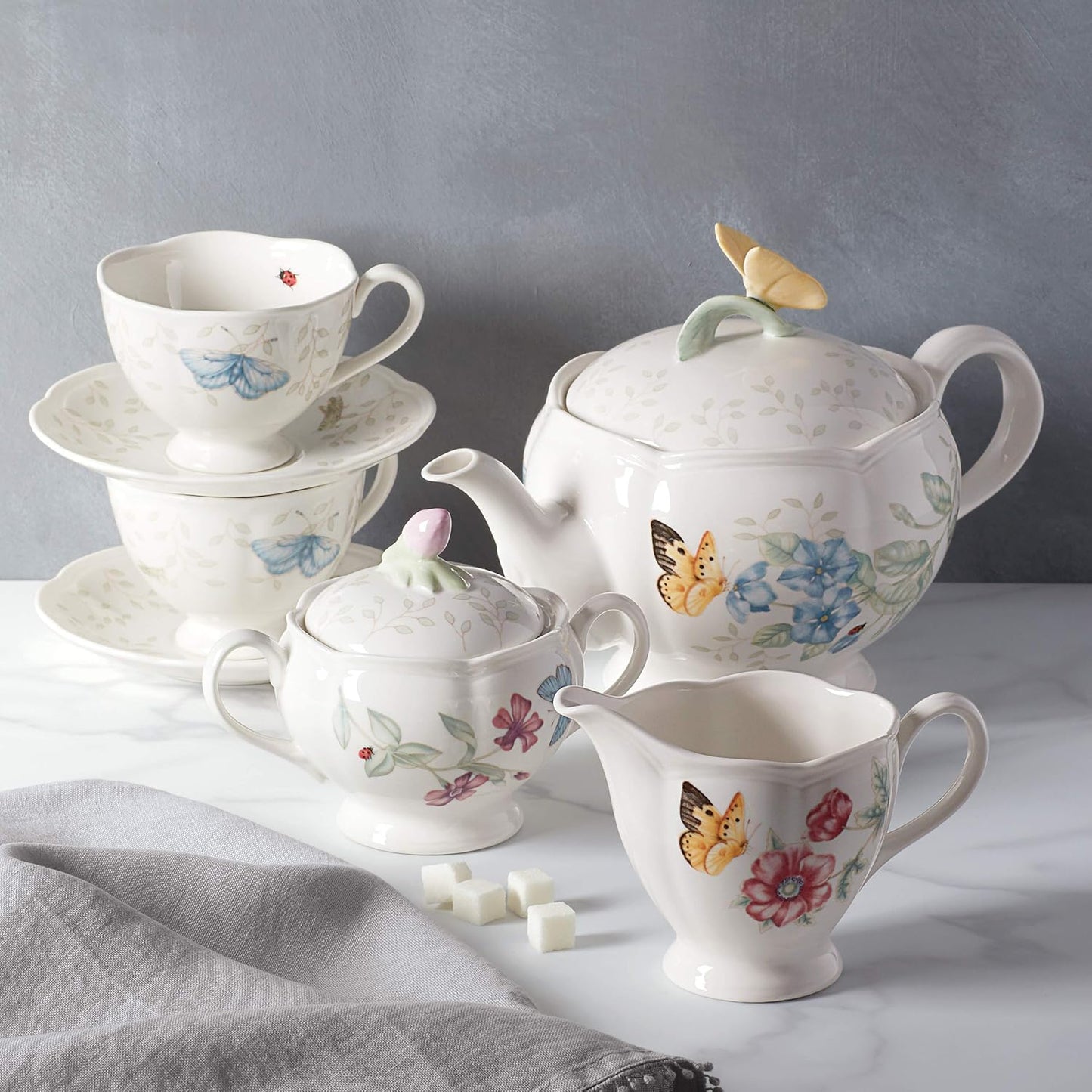 Lenox Butterfly Meadow 8-Piece Tea Set, Service for 2, White