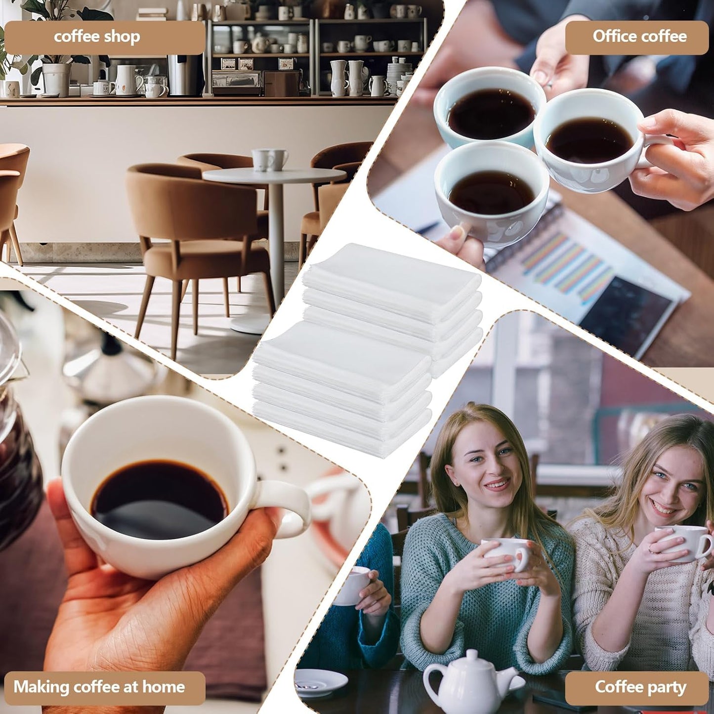 100 Pcs 20" x 20" Commercial Home Cold Brew Coffee Filter Bags with Drawstring, Disposable for Commercial Home Cold Brew Coffee Makers