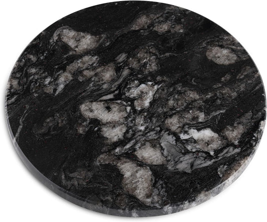 Koville Brazilian Natural Marble Cutting Board for Kitchen, 11" Round Hand Crafted Marble Slab for Cheese, Charcuterie, Pastry Board - Wedding Gift, House Warming Gift(Blue Fantasy)