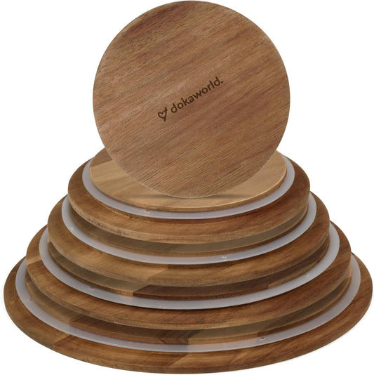 Glass Mixing Bowls Acacia Lids - (Bowls Not Included) Lids are compatible with all Glass Mixing Bowls Set