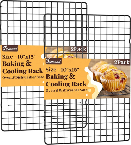 Cooling Racks for Cooking and Baking - 2 PCS 10" x 15" Grid Wire Baking Rack for Oven Cooking, Baking, Grilling, Roasting -Dishwasher Safe Bacon Rack- Fits Jelly Roll Cookie Sheet Pan