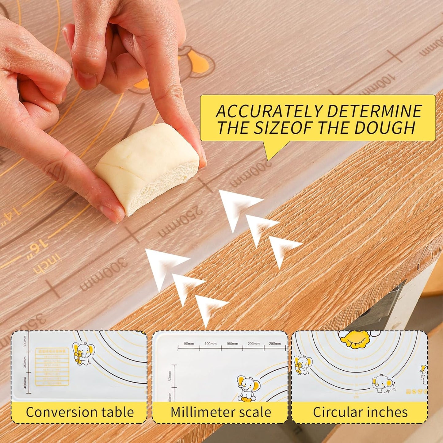 Dough Mat for Counter, 27.6x19.7 Inch Large Silicone Baking Pastry Mats for Rolling Dough, Thickened Non-Slip Non-Stick Heat Resistant Fondant Pizza Cookies Mat, with Measurements
