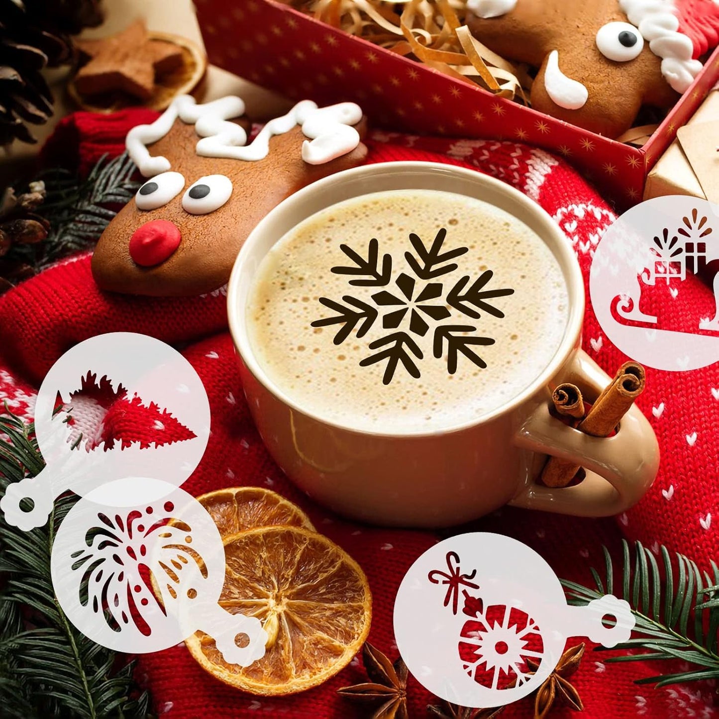 JULBEAR 36 Pieces Reusable Christmas Cookie Cake Stencils Templates Mold Tools Cookies Baking Painting Dessert Coffee Xmas Decoration