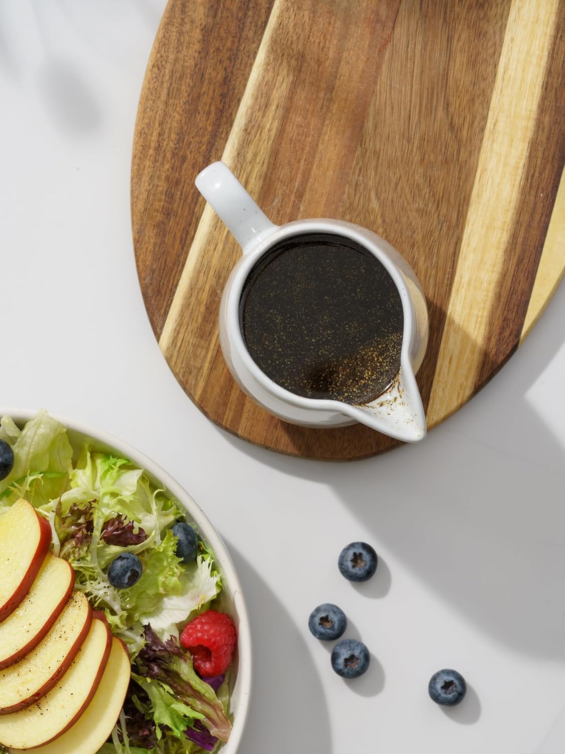 famiware Milkyway 13oz Creamer with Handle, Ceramic Coffee/Milk/Sauce/Serving/Salad Pitcher Jug, Stoneware Maple/Syrup Dispenser, Milk Frother Cup, Microwave and Dishwasher Safe, Light Gray