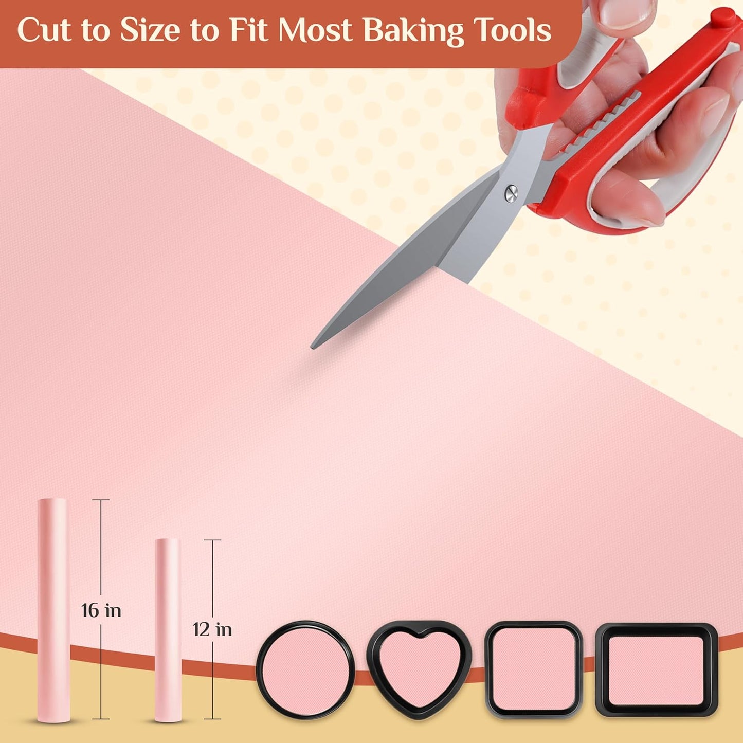 Silicone Baking Mat, 12 IN x 10 FT Free Cutting Baking Sheet, Non-Stick Reusable Dough & Pastry Mat, Non-Slip Silicone Mat Roll for Air Fryer Liner, Freeze Dryer, Oven Baking Pan, Kitchen Counter