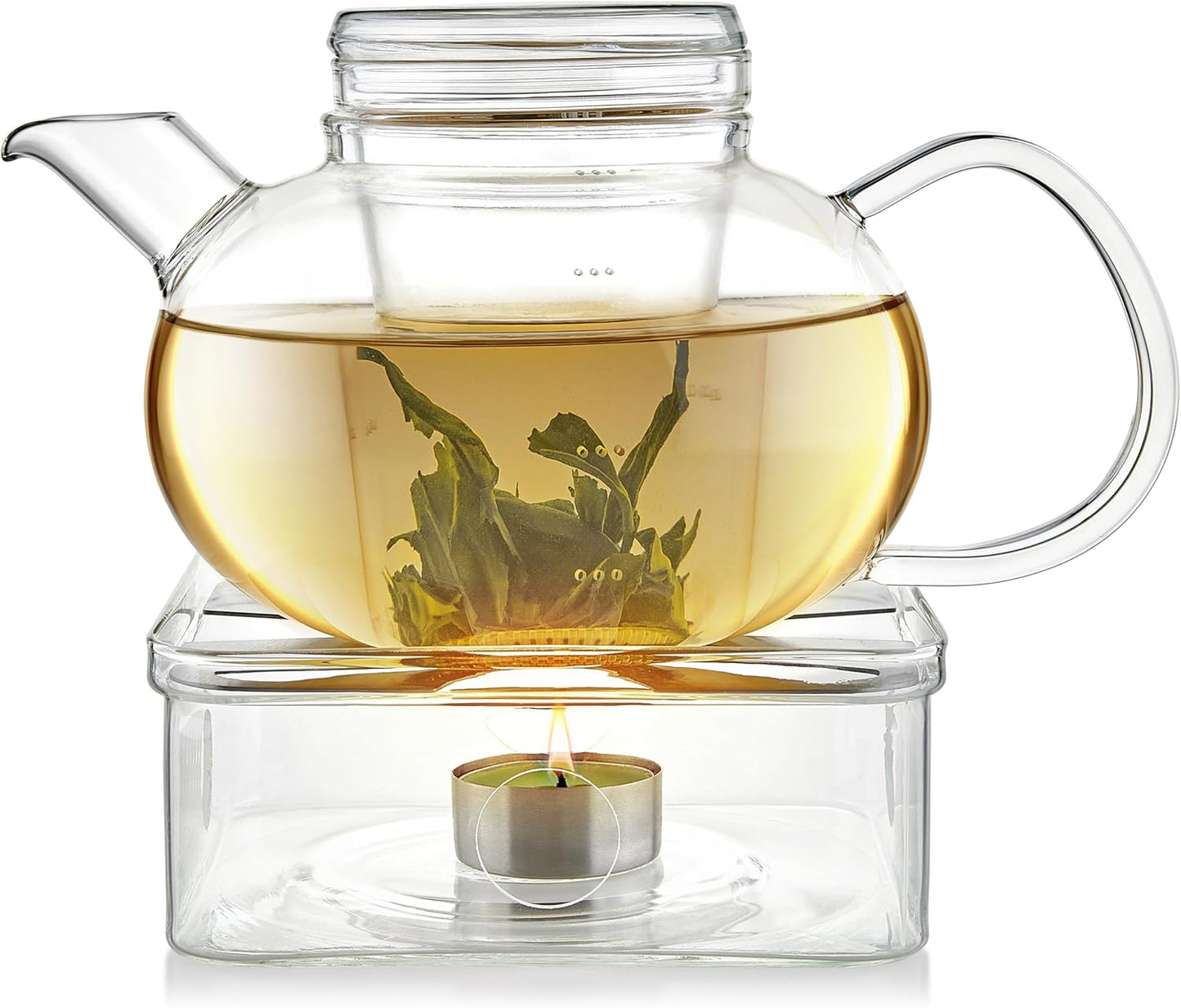 Teabloom Radiance Square Tea Warmer with Tealight Candle – Elegant Base for All Teapot Shapes