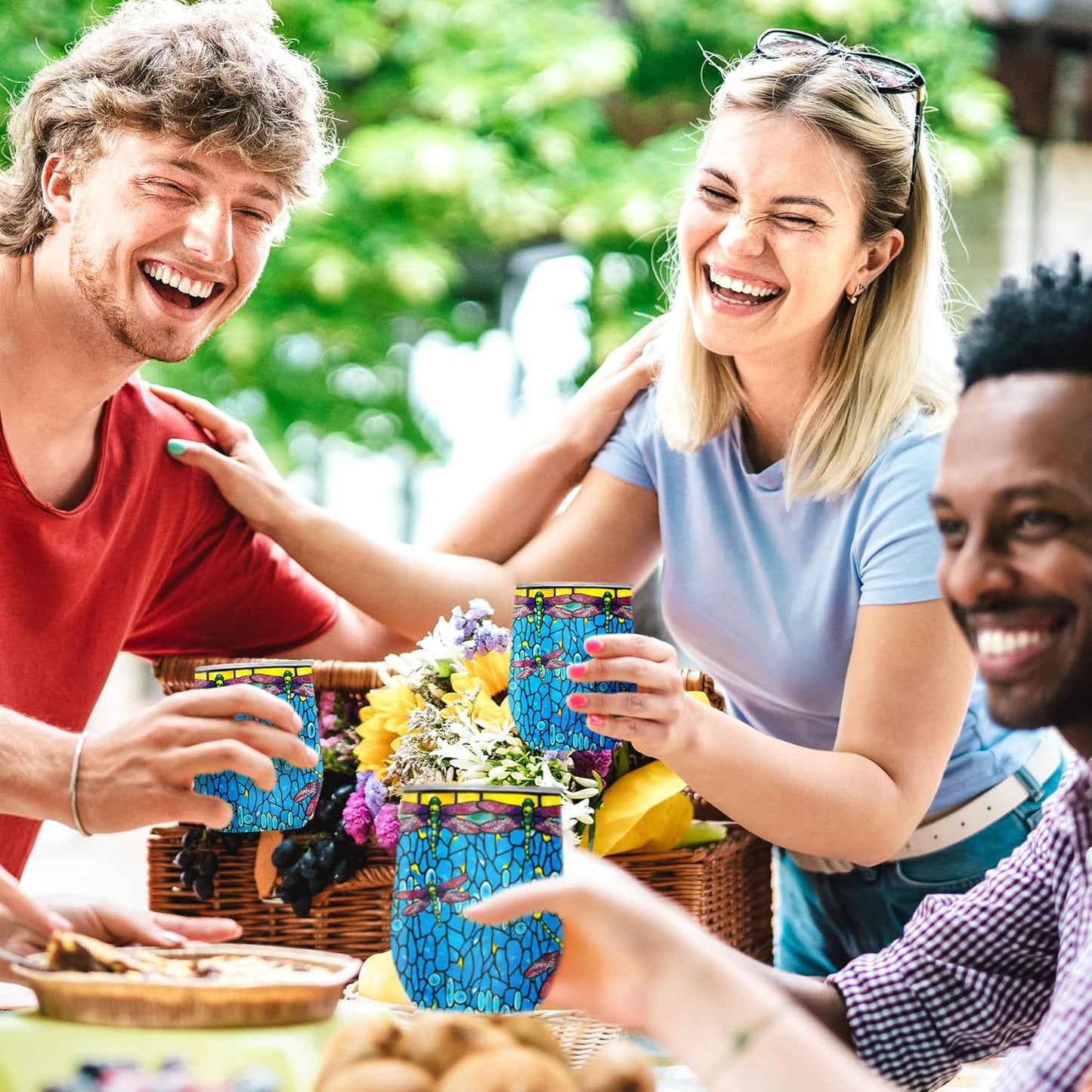 RainCaper 18/8 Stainless Steel Insulated Water Tumbler with Straw | 30oz, BPA-Free, Double Wall for Hot & Cold | Travel-Friendly, Cup Holder Ready (Tiffany Dragonfly - Purple)