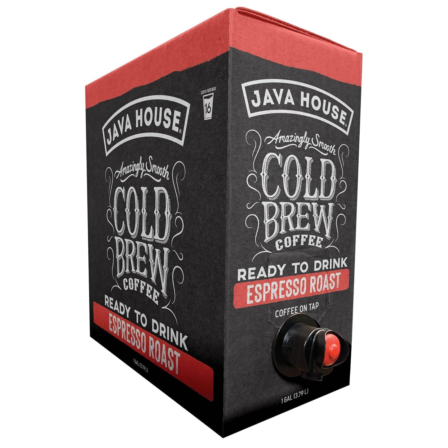Java House Cold Brew Coffee on Tap (Pack of 2) – Premium 100% Arabica Dark Roast – Smooth Espresso Flavor with Dark Chocolate Notes – 1 Gallon Box (16 Servings) – Ready to Drink, No Brewing Required, Fridge-Friendly