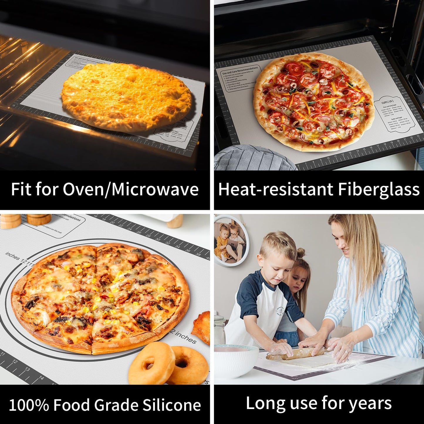 Non Stick Silicone Pastry Mat,Silicone Dough Rolling Mat Baking Mats Silicone for Baking Sheets Large Silicone Mat for Baking Fondant Pie Crust Pizza and Cookies Mat Heavty Duty Kitchen Counter Mat