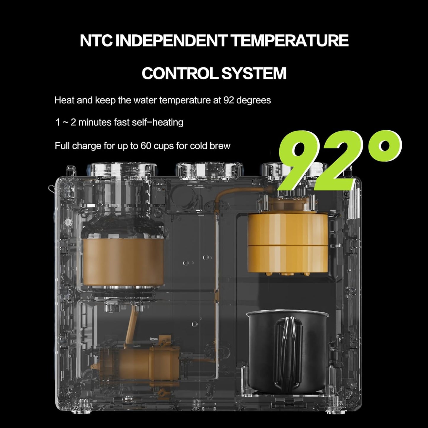 Candy™ Portable Espresso Coffee Maker with Strap for Travel, 3 in 1 One-Touch Operation, Rechargeable Up to 60 Cups(Cold), for Ground, Ideal for Camping, RV & Outdoor Use, Fast Heating in Plug-in Mode