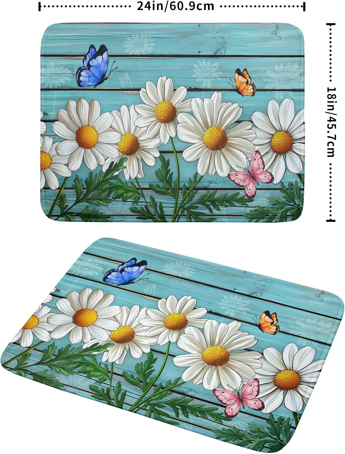 Spring Summer Daisy Flowers Dish Drying Mat for Kitchen Counter 18”x24” Rustic Daisy Absorbent Dish Drying Mat Reversible Microfiber Dish Drainer Rack Fast Drying Mat for Countertops Tableware Decor