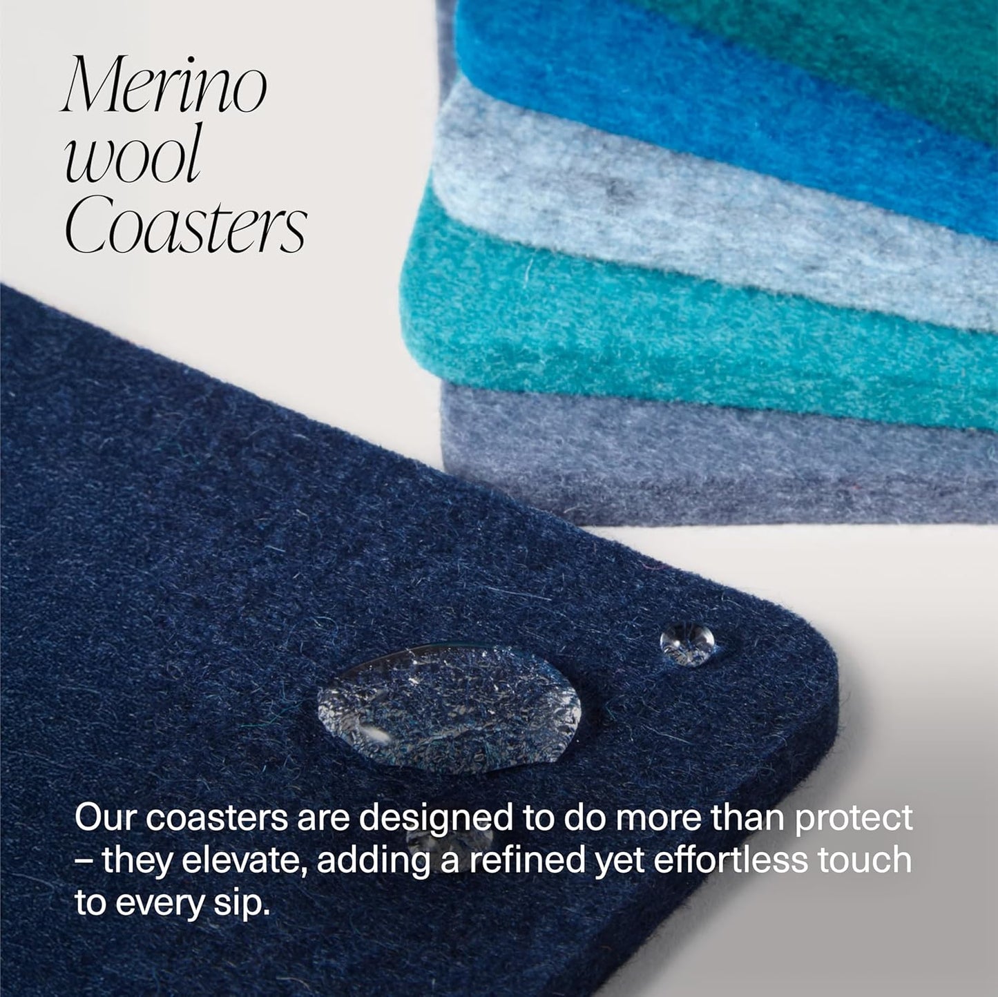 Graf Lantz - Bierfilzl Merino Wool Round Coasters Set of 4 - Ocean (4" Circles) - Absorbs 30% of Weight - German Wool - Heat Resistant, Sustainable, & Reusable - Home Decor & Coffee Table Decor