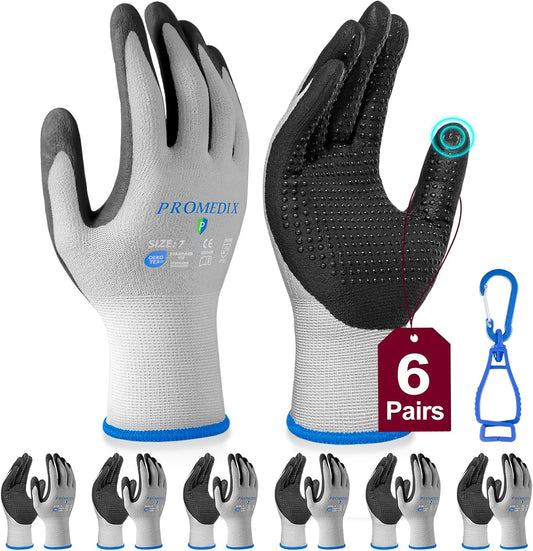 PROMEDIX P Nitrile Coated Work Gloves,MicroFoam Safety Work Gloves Men,Seamless Knit Nylon&spandex Gloves with Grip