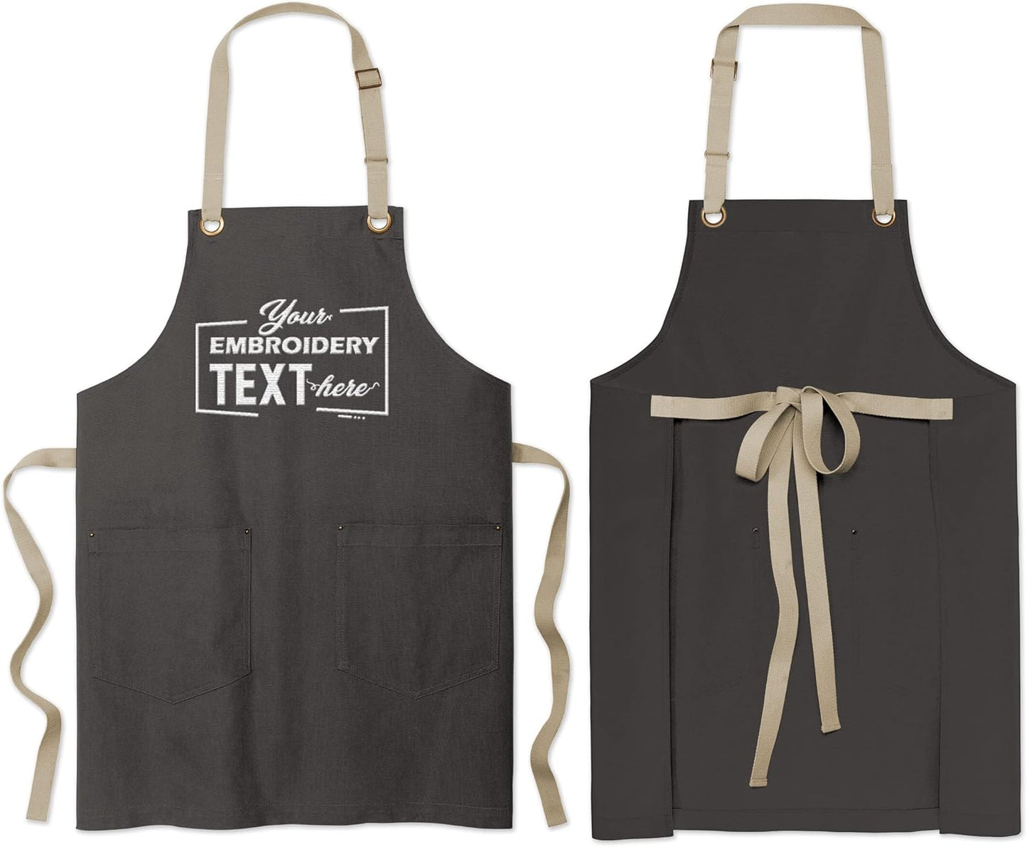 TEEAMORE Custom Embroidered Kitchen Apron Add Your Name Logo Design Cooking Baking Kitchen Chef Apron Gifts