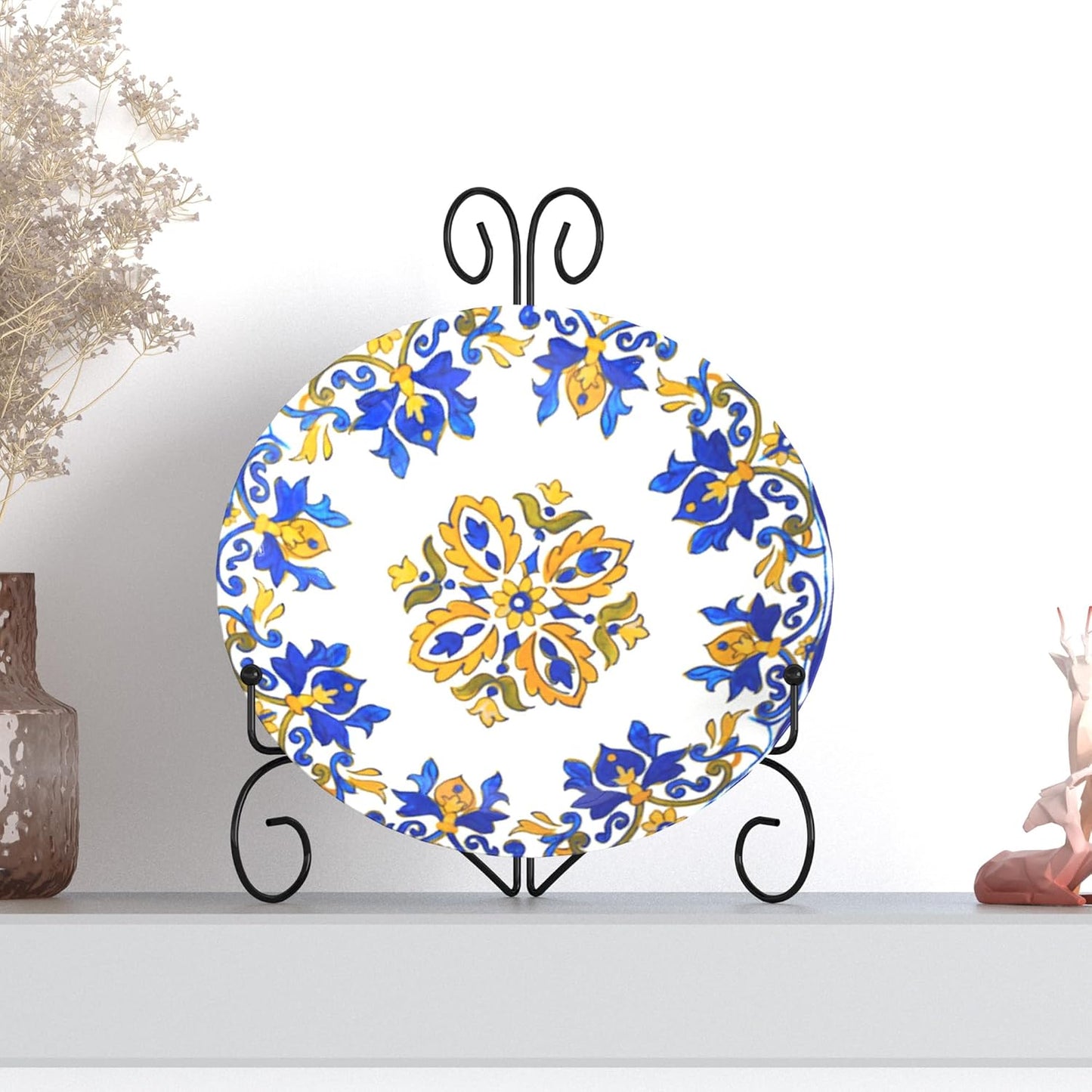 Plate Display Stands with Hinged Folding Design, 8 Inch Picture Frame Stand for Tables, Decorative Easels for Plates, Photos, Cards and Books, 8’’ Black, 2-Pack