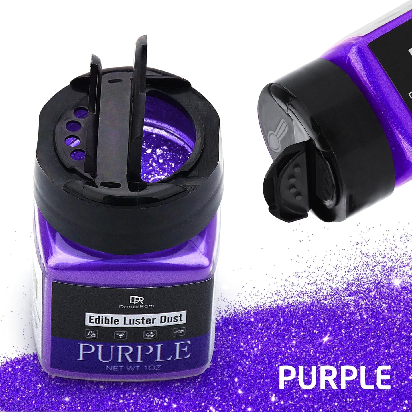 Edible Glitter - 1oz Luster Dust Edible Food Grade Glitter for Cocktail, Cake Decorating, Baking, Drinks - Shimmer Dust Powder, Metallic Food Coloring Powder for Icing, Fondant, Candy, Cookie (Purple)