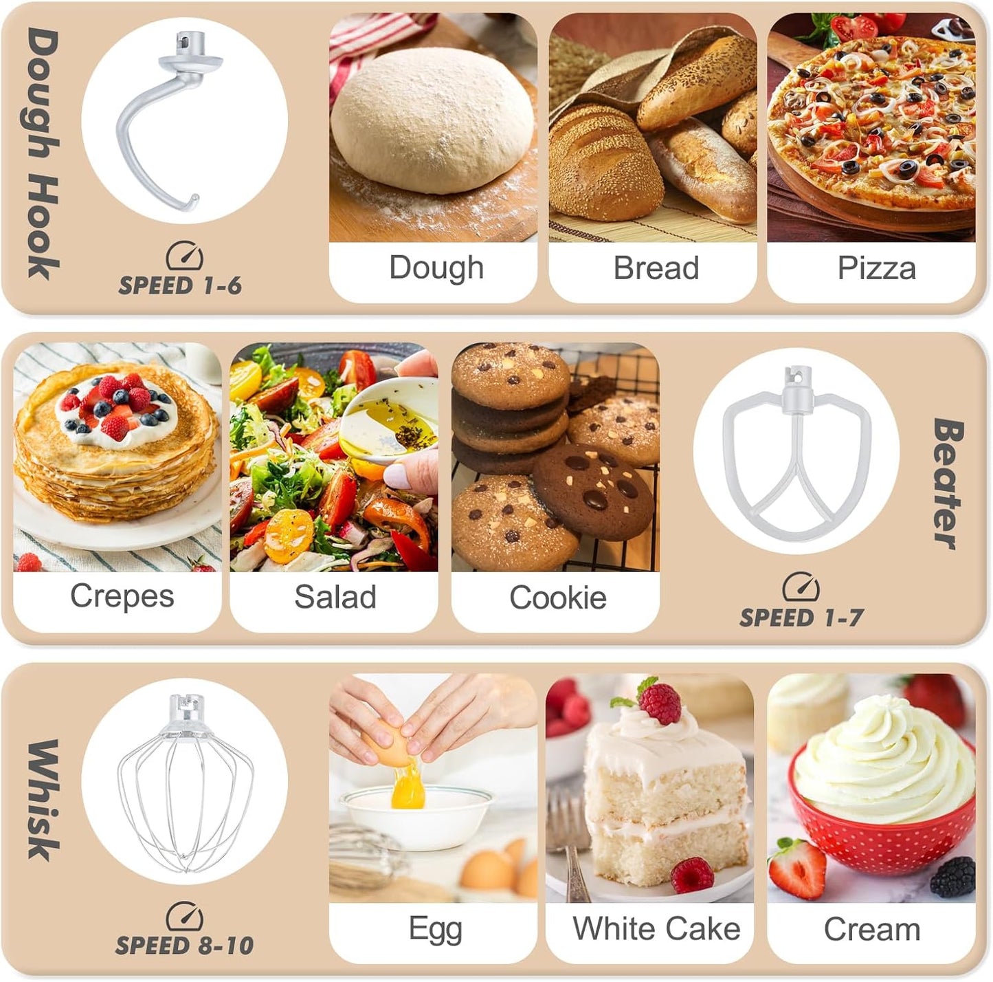 Kitchen in the Box Stand Mixer, 3.5 QT Small Electric Kitchen Mixer, 10-Speed Portable Lightweight Food Mixer with Stainless Steel Bowl, Egg Whisk, Dough Hook, Beater (Cream White)